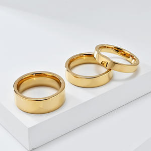 Tungsten Steel <b>Ring</b> Gold Color Unisex Engagement <b>Plain</b> Band Jewelry Index Finger <b>Ring</b> - Product Image 1