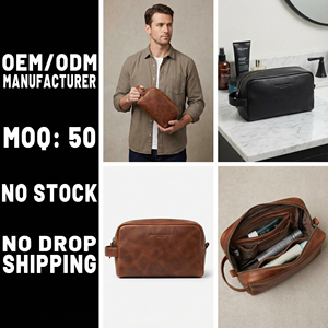 Neceser de Cuero Genuino de Vaca Crazy Horse Vintage, Estilo Rústico y de Lujo, Personalizado OEM, con Forro Impermeable <span class=keywords><strong>para</strong></span> Hombre - Product Image 2