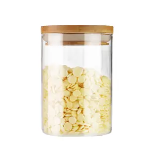 Factory Storage Bottles Glass Containers For Food Storage With Airtight Bamboo Lid Borosilicale Clear Glass Jar