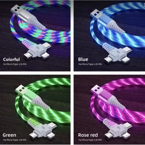 Flowing <b>Light</b> 3 In 1 Data Cable <b>Usb</b> Type C To Type C Fast Charging For Android Huawei Apple 1m PVC Cable With <b>Led</b> <b>Light</b> - Product Image 1