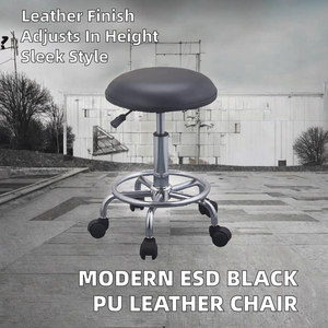 Silla <span class=keywords><strong>de</strong></span> Cuero Negra Industrial Moderna ESD, Antiestática <span class=keywords><strong>de</strong></span> PVC OMD YZ-01, Ajustable en Altura, para Uso Comercial, Laboratorio y Comedor - Product Image 5
