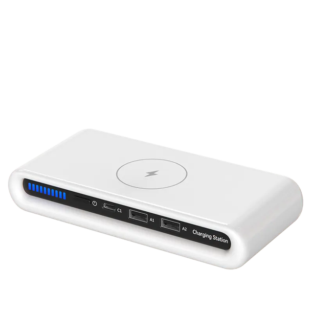 3 in 1 Wireless Charger Station 15W PD Fast Charging Pad with Type C 2 USB Ports for Mobile Phone and Earphone