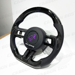 <span class=keywords><strong>Volante</strong></span> <span class=keywords><strong>Deportivo</strong></span> Personalizado de Cuero y Fibra de Carbono con Bordado LED para Mustang S550 GT 2015-2020 - Product Image 2