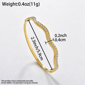 Zeadear sleek polished wavy frame bulk wholesale 18k gold luminous row <b>crystal</b> long-lasting stylish elegant bangle <b>bracelet</b> - Product Image 6