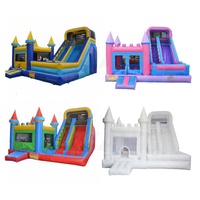 Grande Vente Château Gonflable Compact pour Enfants, Maison Gonflable de Fête avec Toboggan et Zone de Saut Extérieure