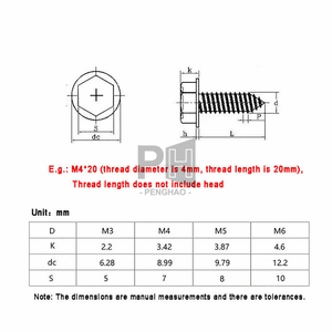 <span class=keywords><strong>Vis</strong></span> autotaraudeuses en acier inoxydable 304 durables, à tête hexagonale Phillips, à tête à bride hexagonale, pour le bois, M3 M4 M5 M6 - Product Image 2