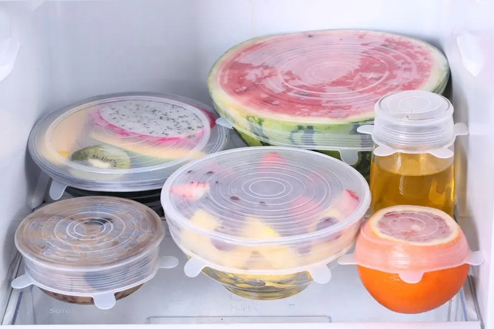 Food Grade Silicone Food Wrap Cover Reusable Cling Film Universal Silicone Lids For Bowl silicone stretch lids