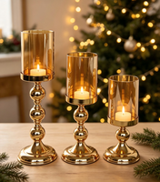 Porte-bougie Hurricane, élégant chandelier à tige haute, bougie pilier en option, taille et finition personnalisables pour table de mariage et décoration intérieure