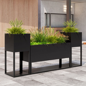 Jardinières carrées en acier inoxydable thermolaqué, grandes, écologiques et durables pour l'extérieur, pour la culture de fleurs, pour porche et cour. - Product Image 1