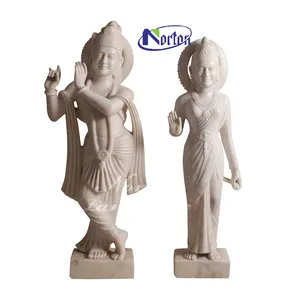 供应石雕印度教神像大理石拉达克里希纳雕塑用于户外