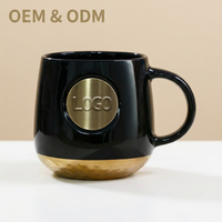 Mug à café en céramique vintage personnalisé classique avec badge en cuivre, mug rétro avec médaille de sirène pour cadeau d'anniversaire de couple