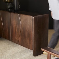 Buffet moderne personnalisé en brun foncé avec une ligne organique et un design sculptural, table basse, meuble TV, table d'appoint, table de divertissement