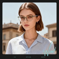 Monture de lunettes optiques élégante pour femmes en acétate avec décoration en métal à chaîne creuse sur les branches, supportant la personnalisation OEM ODM et l'impression de logo