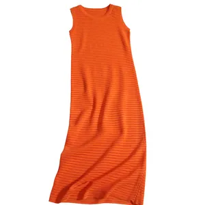 批发2024夏季新款法式设计高端镂空橙色无袖背心女装