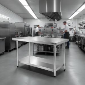 โต๊ะเตรียมอาหารสแตนเลส Muruate ขนาด 24 x 36 นิ้ว สำหรับครัวเชิงพาณิชย์ พร้อมขาปรับระดับได้และชั้นวางด้านล่าง - Product Image 2