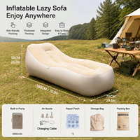 Fauteuil de relaxation américain gonflable automatique monobloc avec rangement, canapé paresseux floqué, direct usine pour camping, piscine, plage, jardin et extérieur