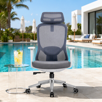 Chaise de bureau ergonomique à dossier haut avec appui-tête réglable 2D, chaise de bureau pivotante en maille pour PDG et managers