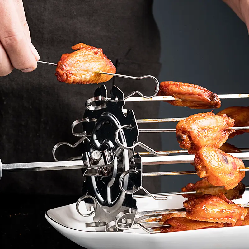 रसोई हवा फ्रायर सामान स्टेनलेस स्टील ग्रील्ड पिंजरे BBQ भुनने बारबेक्यू कबाब निर्माता मांस कटार मशीन BBQ ग्रिल उपकरण