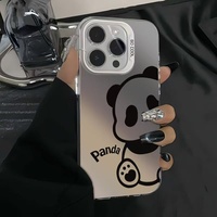 Coque Mowang au design adorable panda pour iPhone 15/14 Pro Max, en PC, antichoc, étanche, finition miroir, style Ins