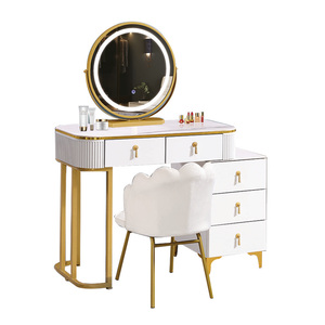 Meuble de dressing moderne pour <span class=keywords><strong>femme</strong></span>, commode à tiroirs, coiffeuse en bois avec rangement et miroir LED à vendre - Product Image 2