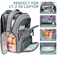 Sac à dos isotherme extra large pour déjeuner, sac pour ordinateur portable, sac pour l'école universitaire avec port USB pour hommes et femmes