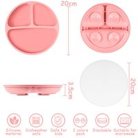 Ensemble d'alimentation pour bébé en silicone de qualité alimentaire, avec ventouses, assiettes reparties, écologique, réutilisable, non toxique, compatible lave-vaisselle - Vente chaude