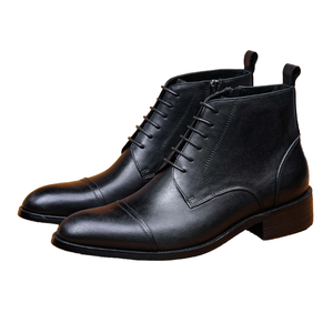 Botas de Tobillo Chelsea con Cordones de Cuero Genuino para Hombre, Estilo Oxford Clásico Informal, Calzado para Todas las Temporadas - Product Image 1
