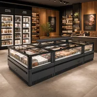 Vitrine Réfrigérée Commerciale Monotempérature à Refroidissement par Air, Type Îlot, pour Supermarché, Aliments Surgelés