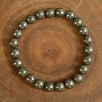 Bracelet unisexe en perles de pyrite naturelle, forme diamant irrégulière, facettes, enfilé de perles