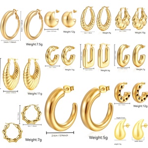 <span class=keywords><strong>Orecchini</strong></span> Grandi Traforati in Acciaio Inossidabile 316 Placcati <span class=keywords><strong>Oro</strong></span> 18K PVD, Gioielli Impermeabili Anallergici e Inossidabili - Product Image 4