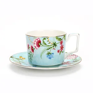 Europe Style 2023 Modern And Elegant Cup And Saucer 220cc Coffee Cup And Saucer Bone China Afternoon Tea CuP
