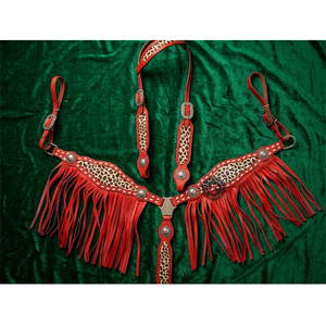 Conjunto de Brida y Pechopetral para Caballo Estilo Western, Hecho de Cuero de Grano Completo con Hermosos Detalles Bordados a Mano para Exhibición - Product Image 3