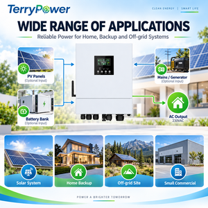 Single Phase Off Grid Solar <strong>Inverter</strong> 1.5KW 3KW 4KW 6KW <strong>Hybrid</strong> <strong>Inverter</strong> with Lithium Battery BMS Communication - Product Image 4