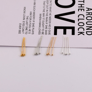 Aiguilles à tête ronde en cuivre plaqué or et argent pour la fabrication de boucles d'oreilles, accessoires de bijouterie 77019 - Product Image 1