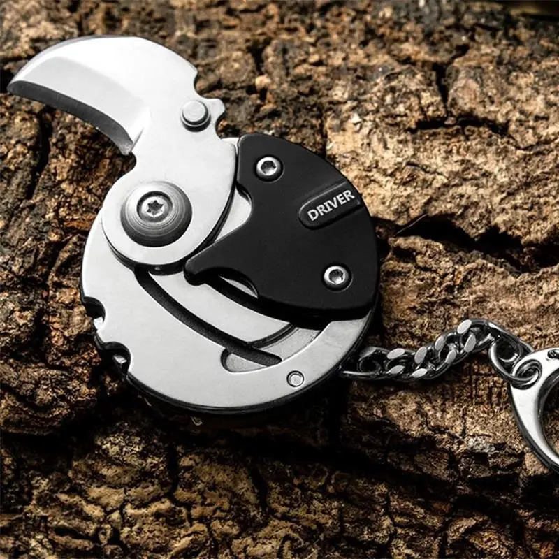 Factory Sell Stainless Steel Coin-Shape Pocket Knife Folding Small Mini EDC Knife Key Chain Multi Tool