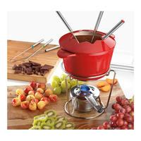 Juego de Fondue de Hierro Fundido con Soporte Metálico, Olla para Derretir Chocolate, Kit de Fondue de Queso