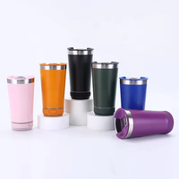 Botol Air Stainless Steel Termal Bluetooth Smart Tumbler 14oz 16oz dengan Speaker Musik, Cangkir Bir dengan Tutup, Botol Gym