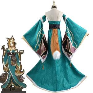Costume de <span class=keywords><strong>Cosplay</strong></span> Genshin Impact Miss Hina, Costume de <span class=keywords><strong>Cosplay</strong></span> Miss Hina, <span class=keywords><strong>Gorou</strong></span>, robe de renard pour femmes, uniforme d'halloween avec queue d'oreille - Product Image 3