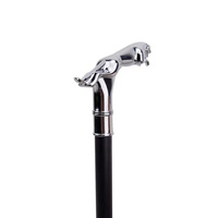 Poignée de modèle Animal de léopard de luxe en argent Offres Spéciales avec poignée de queue bâton de marche auto-défense mode canne Cosplay bâton