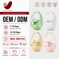 Bavoir bébé en silicone souple avec poche récupératrice de nourriture en forme de vague profonde de 9 cm, boutons-pression sécurisés, ajustement ergonomique, garde les vêtements et le sol propres