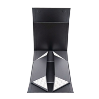 Boîte cadeau rigide pliable magnétique noire personnalisée avec doublure en éponge, emballage de luxe, logo personnalisé, faible MOQ, directement de l'usine