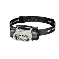 Lampe frontale LED rechargeable à double source lumineuse avec capteur de mouvement, étanche IPX4, pour le camping, la randonnée, la pêche