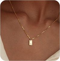 Collares iniciales de moda para mujer, collar con letras chapadas en oro de 18 quilates, collar con colgante de etiqueta inicial personalizado con nombre de oro delicado