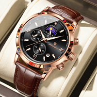 Montre Homme Quartz Chronographe Poedagar de Luxe en Cuir Étanche Lumineuse avec Date, pour le Commerce de Gros