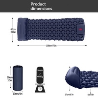 Matelas de camping gonflable portable avec pompe à pied, matelas de couchage en TPU à poches d'air diamantées pour la randonnée et le trekking
