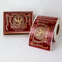 Étiquettes personnalisées pour boîtes à cigares, papier texturé adhésif, impression en relief avec feuille d'or, autocollants pour l'emballage des boîtes à cigares cubains