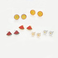 Boucles d'oreilles Offre Spéciale personnalisées en acier inoxydable plaqué or 18 ct bijoux de fruits fantaisie pour enfants boucles d'oreilles mignonnes de pastèque