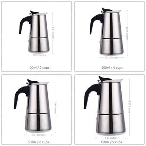 <span class=keywords><strong>Cafetera</strong></span> Espresso para Estufa de <span class=keywords><strong>2</strong></span>/4/6/9 <span class=keywords><strong>Tazas</strong></span>, <span class=keywords><strong>Cafetera</strong></span> <span class=keywords><strong>Italiana</strong></span> para <span class=keywords><strong>Inducción</strong></span> y Gas <span class=keywords><strong>Cafetera</strong></span> Moka de Acero Inoxidable, Diseño Minimalista - Product Image 6