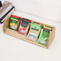 Boîte de rangement rectangulaire en bambou massif, organisateur de sachets de thé et de café, style moderne et minimaliste, pour bureau et boissons