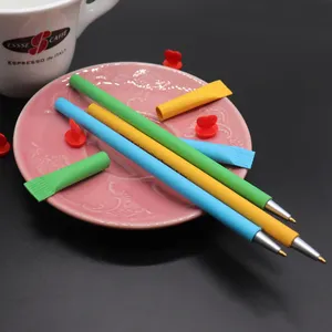 Stylos à bille jetables en papier écologique, avec logo personnalisé pour école et bureau